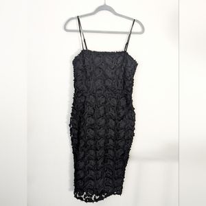 Cooper St Textured Black Roses Cami Bodycon Midi Strap Dress Size 6